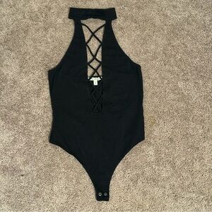 Express Black Strappy Halter Bodysuit